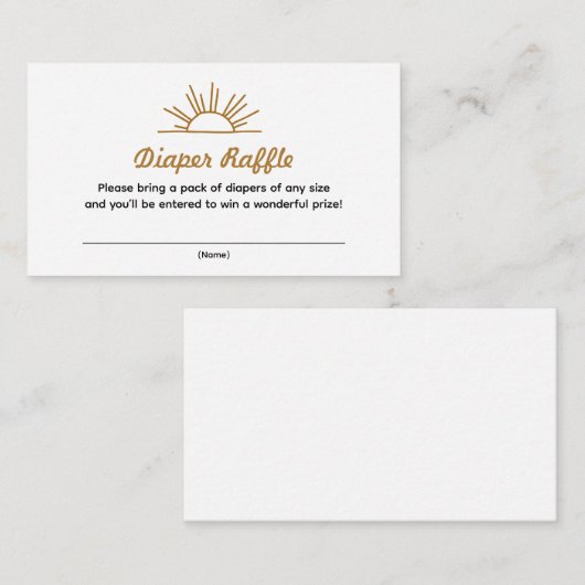 Retro Sunshine Diaper Raffle Card Informatiekaartje (Voorkant / Achterkant)