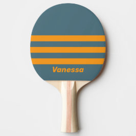 Retro Sunshine Drie Dwars Strepen met Naam Tafeltennisbatje