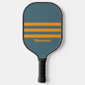 Retro Sunshine Drie Overdwars Strepen met Naam Pickleball Paddle (Achterkant)