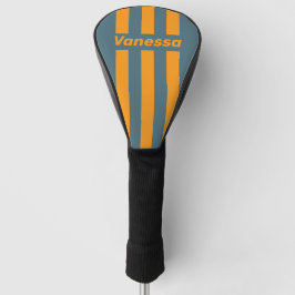 Retro Sunshine Drie Speldstrepen met Naam Golfheadcover