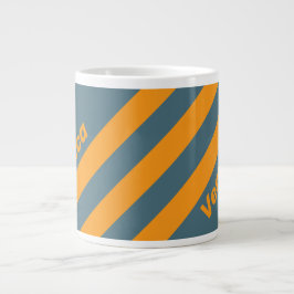 Retro Sunshine Drie Strepen met Naam Grote Koffiekop
