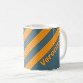Retro Sunshine Drie Strepen met Naam Koffiemok (Voorkant rechts)