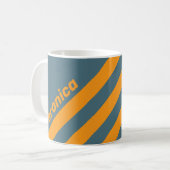 Retro Sunshine Drie Strepen met Naam Koffiemok (Voorkant links)