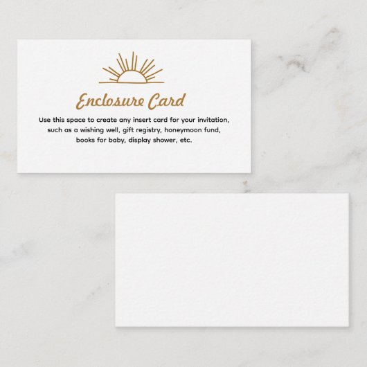 Retro Sunshine Enclosure Card Informatiekaartje (Voorkant / Achterkant)