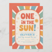 Retro Sunshine First Birthday Kaart (Voorkant / Achterkant)