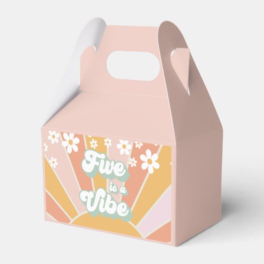 Retro Sunshine Five is a Vibe daisy boho dank je Bedankdoosjes (Voorkant Zijde)