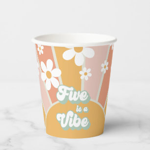 Retro Sunshine Five is a Vibe Verjaardag Papieren  Bekers