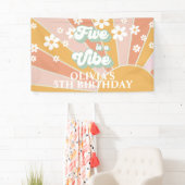 Retro Sunshine FIVE is een Vibe Daisy Verjaardag Spandoek (Insitu)