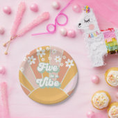 Retro Sunshine Five is een Vibe Hippie floral Papieren Bordje (Feest)