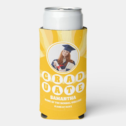 Retro Sunshine Foto Afstudeerfeest Seltzer Blikjeskoeler (Seltzer Voorkant)