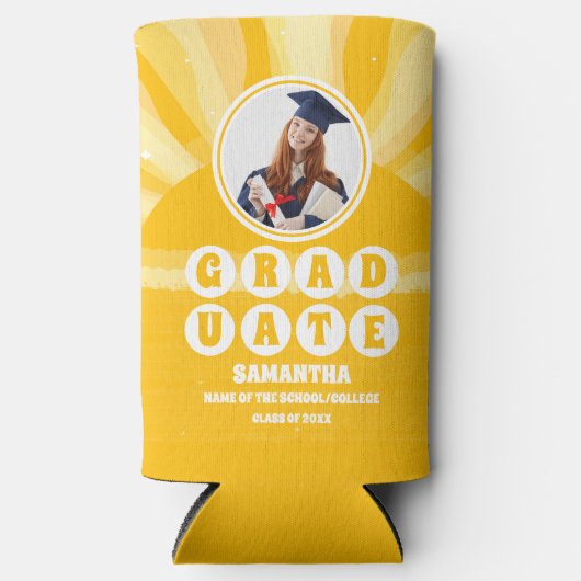 Retro Sunshine Foto Afstudeerfeest Seltzer Blikjeskoeler (Voorkant)