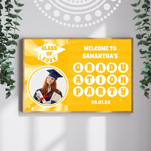 Retro Sunshine Foto Afstudeerfeest Welkom Poster