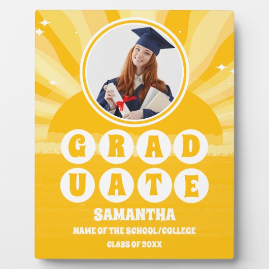 Retro Sunshine Foto Afstuderen Fotoplaat (Voorkant)