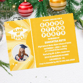 Retro Sunshine Foto Afstuderen Party Uitnodiging