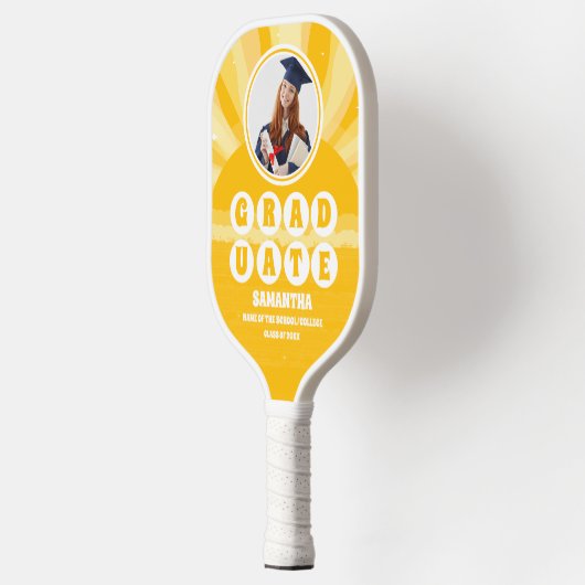 Retro Sunshine Foto Afstuderen Pickleball Paddle (Links)
