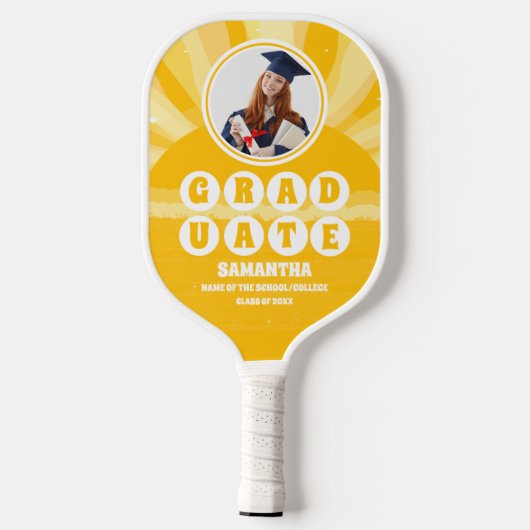 Retro Sunshine Foto Afstuderen Pickleball Paddle (Achterkant)