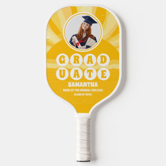 Retro Sunshine Foto Afstuderen Pickleball Paddle (Voorkant)