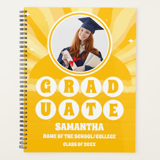 Retro Sunshine Foto Afstuderen Planner (Voorkant)