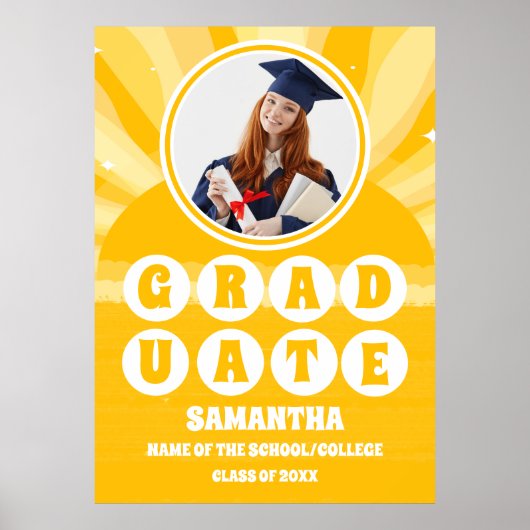 Retro Sunshine Foto Afstuderen Poster (Voorkant)