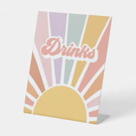 Retro Sunshine Groovy Baby shower Drinken Reclamebord Met Voetstuk