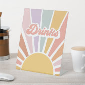 Retro Sunshine Groovy Baby shower Drinken Reclamebord Met Voetstuk (Insitu)