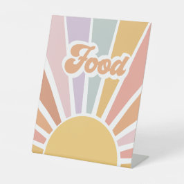Retro Sunshine Groovy Baby shower Food Reclamebord Met Voetstuk