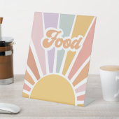 Retro Sunshine Groovy Baby shower Food Reclamebord Met Voetstuk (Insitu)