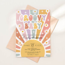 Retro Sunshine Groovy Baby shower Invitation