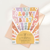Retro Sunshine Groovy Baby shower Invitation Kaart