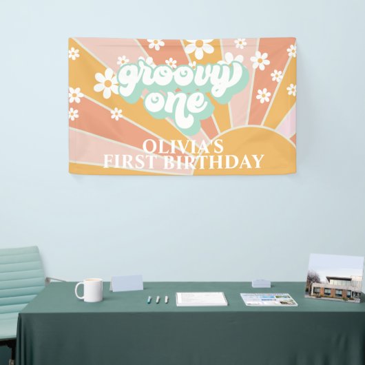 Retro Sunshine Groovy Een Daisy Birthday Banner (Beurs)