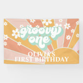 Retro Sunshine Groovy Een Daisy Birthday Banner (Horizontaal)