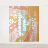 Retro Sunshine Groovy Een Daisy Birthday Banner Wandkleed (Voorkant)