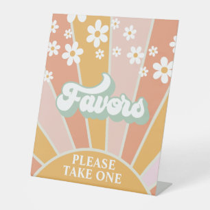 Retro Sunshine Groovy Favors Pedestal Sign Reclamebord Met Voetstuk
