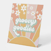 Retro Sunshine Groovy Goodies Food Reclamebord Met Voetstuk (Voorkant)