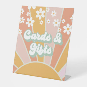 Retro Sunshine Groovy Kaarten en Cadeaus Reclamebord Met Voetstuk