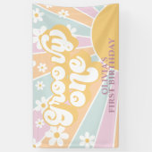 Retro Sunshine Groovy One pastel Daisy Birthday Spandoek (Verticaal)
