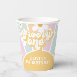 Retro Sunshine Groovy One pastel madeliefje verjaa Papieren Bekers