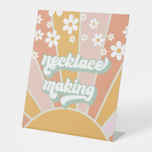 Retro Sunshine Groovy Sieraden Maken Activiteit Pe Reclamebord Met Voetstuk