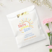 Retro Sunshine hier komt het Son Baby shower Bedankzakje (Gezegeld)