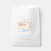 Retro Sunshine hier komt het Son Baby shower Bedankzakje (Voorkant)