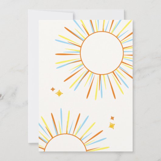 Retro Sunshine hier komt het Son Baby shower Kaart (Achterkant)