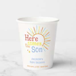 Retro Sunshine hier komt het Son Baby shower Papieren Bekers