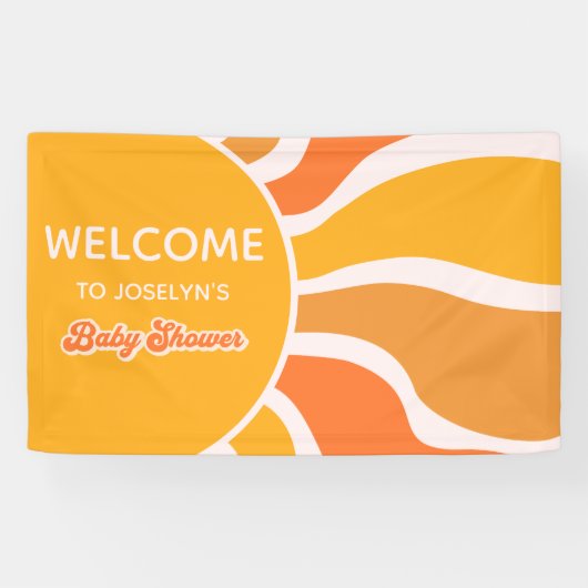 Retro Sunshine jaren 60 Groovy Baby shower Welkom Spandoek (Horizontaal)