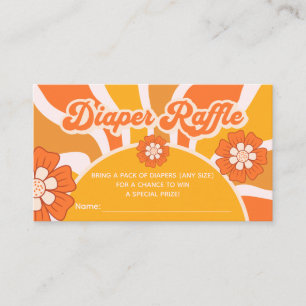 Retro Sunshine Luier Raffle Ticket 60s Groovy Informatiekaartje