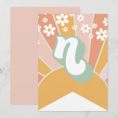 Retro Sunshine madelief boho bloem Banner N Kaart (Voorkant / Achterkant)