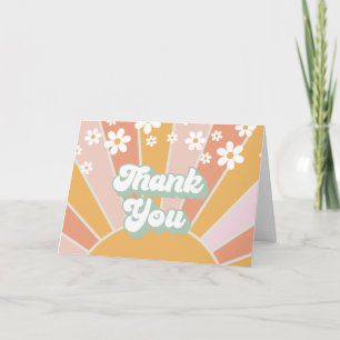 Retro Sunshine madelief boho dank je Kaart