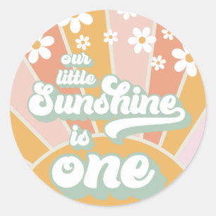 Retro Sunshine madeliefje boho bloem eerste verjaa Ronde Sticker