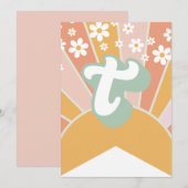 Retro Sunshine madeliefje boho bloemen Banner T Kaart (Voorkant / Achterkant)