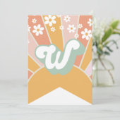 Retro Sunshine madeliefje boho bloemen Banner W Kaart (Staand voorkant)