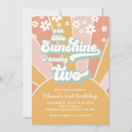 Retro Sunshine madeliefje boho bloemige 2de verjaa Kaart (Voorkant)